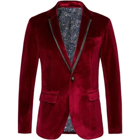 Slim Fit Velvet Sport Coat (Red) BS-02
